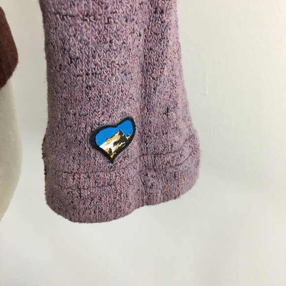 KUHL Brown Purple Colorblock Alfpaca Fleece Mock Neck Pullover Knit Sweater - Picture 9 of 12